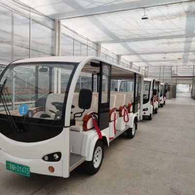 工廠訪客14座電動接待車 電動空調(diào)觀光車